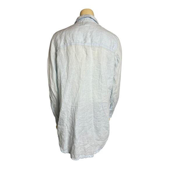 Sigrid Olsen Linen Shirt Dress Button Down M Medium Beach Casual Blue - Picture 8 of 8